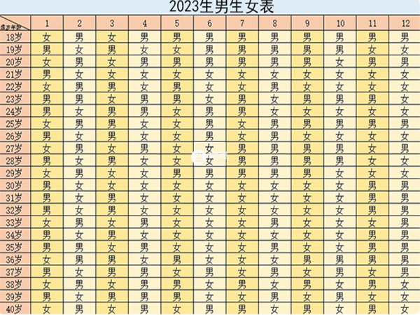 2023年生男生女表